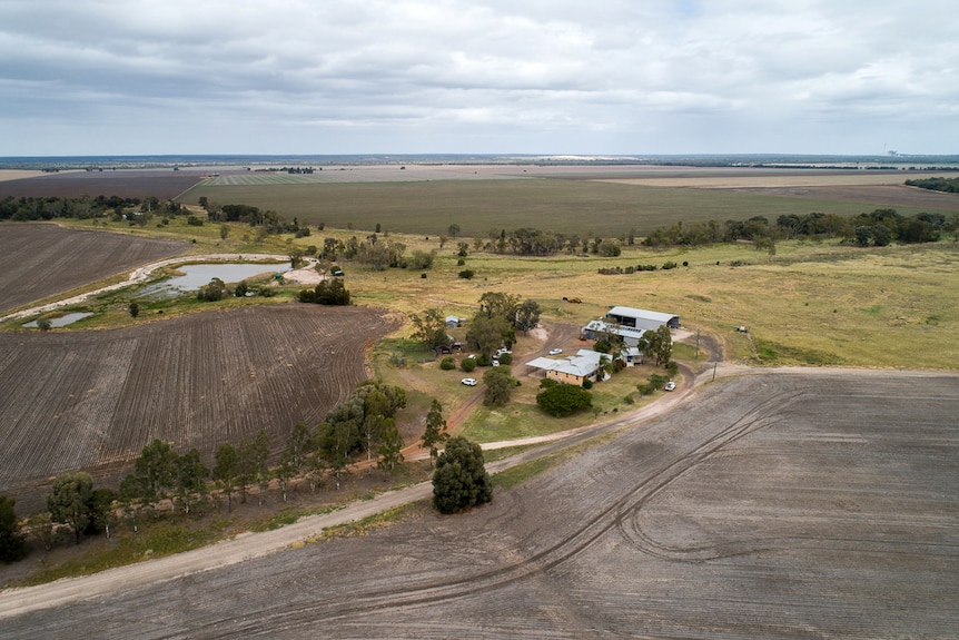 Aerial photo of Terry Dalgliesh's farm near Brigalow in southern Queensland.