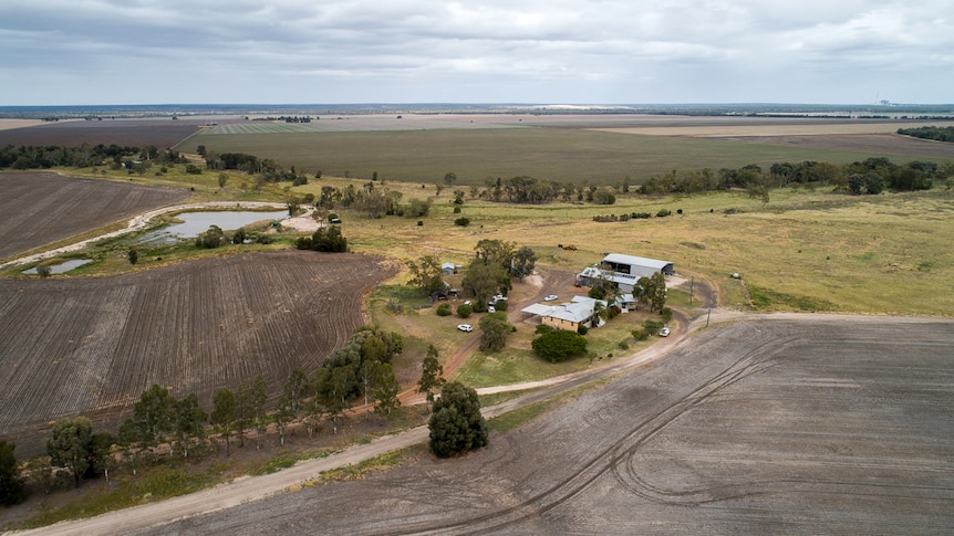 Aerial photo of Terry Dalgliesh's farm near Brigalow in southern Queensland.