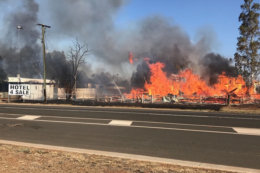 A building being destroyed by fire