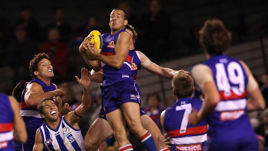 Tory Dickson was impressive in the forward line for the Western Bulldogs against the Kangaroos.