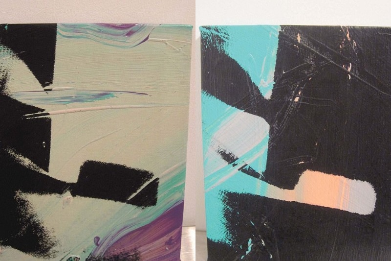 A composite image of two abstract paintings