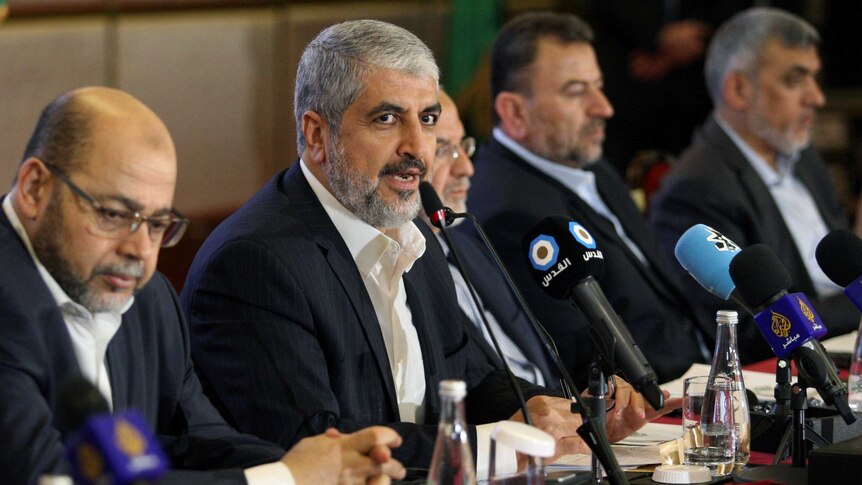 Hamas leader Khaled Meshaal announces the new policy changes.