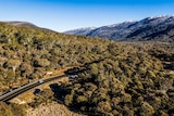 A shot of Kosciusko National Park from above.