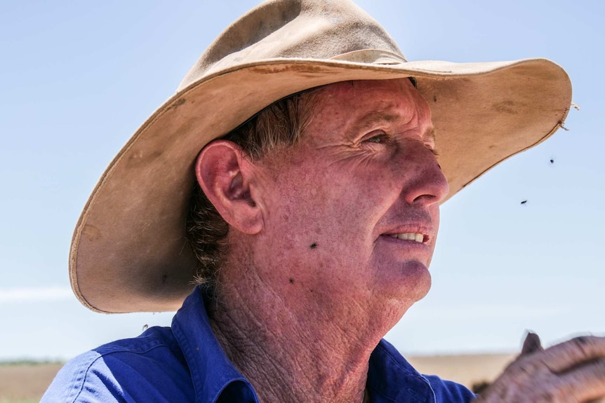 A grazier, surrounded by flies, talks about his situation.