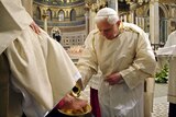 Pope Benedict XVI performs a ritual 'washing of the feet'