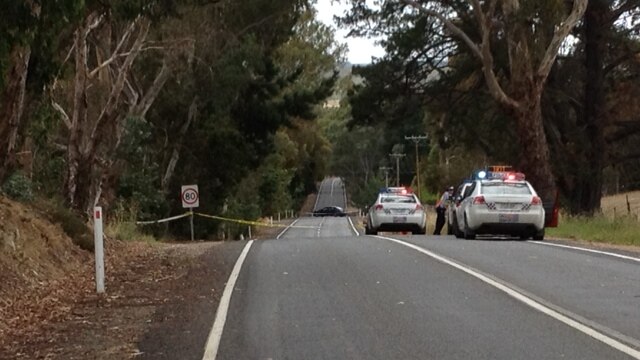 Police block road at Kersbrook in Adelaide Hills after body found, January 11 2012