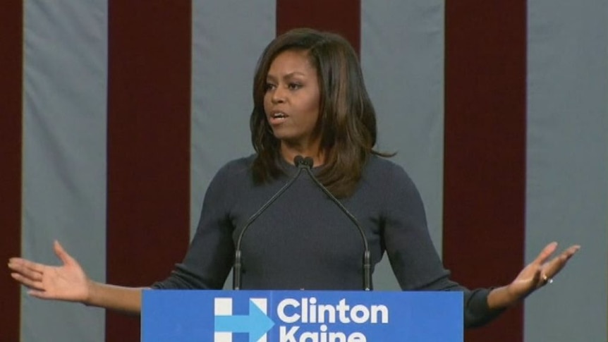 Michelle Obama blasts Donald Trump for saying his fame allowed him to "do anything to women"