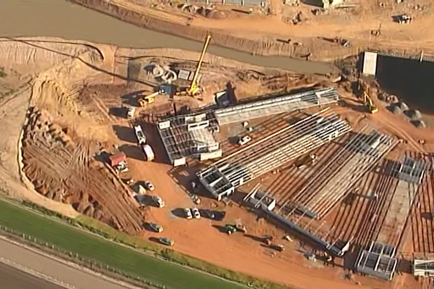 Eagle Farm Racecourse construction site from above