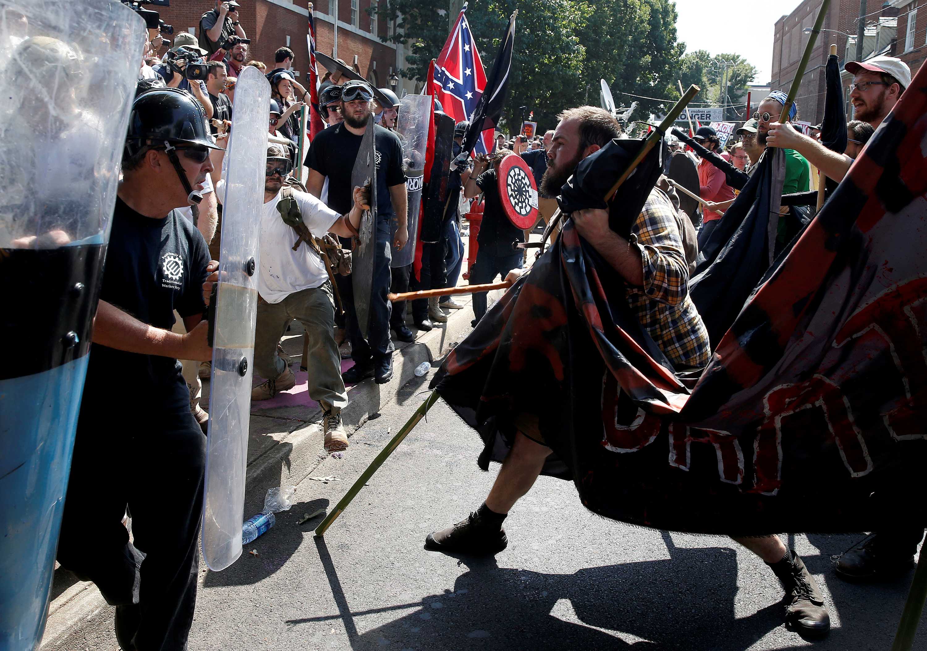 White supremacists clash with counter protesters in Charlottesville, Virginia