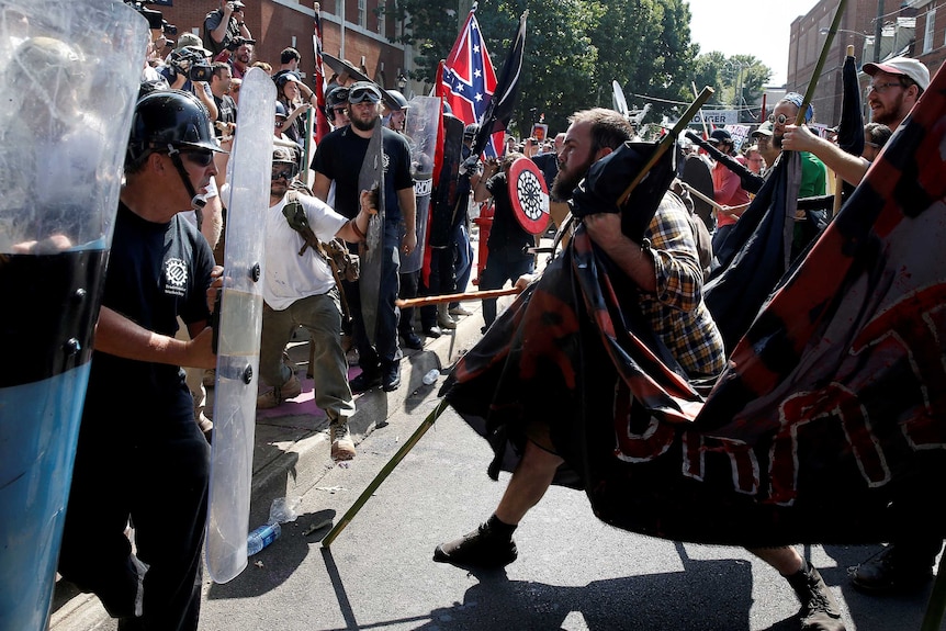 White supremacists clash with counter protesters in Charlottesville, Virginia