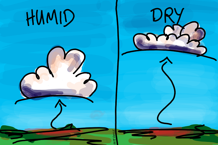 Another delightful diagram. Low cloud labelled humid. High cloud labelled dry.