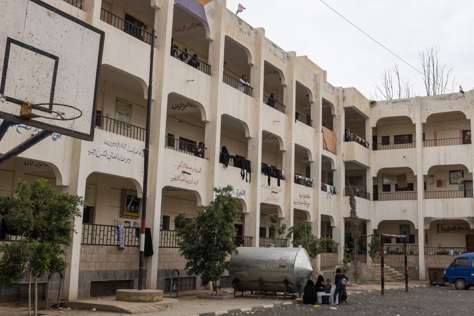 A school, which is now packed with displaced families.