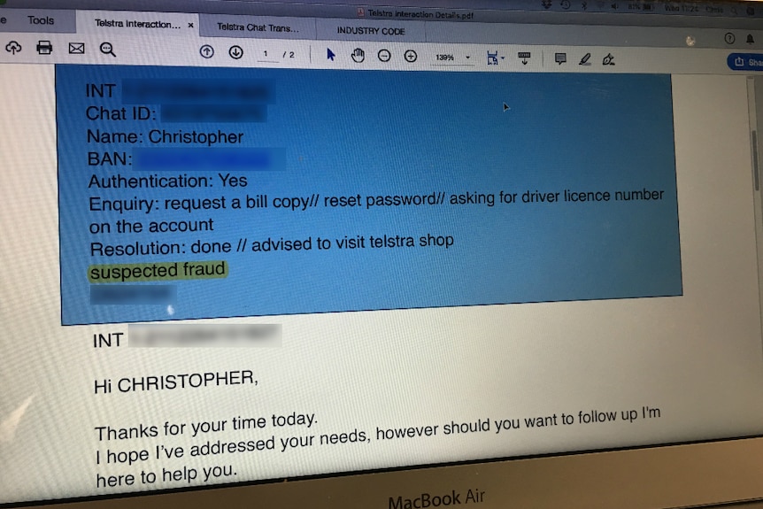 An email on a computer screen.