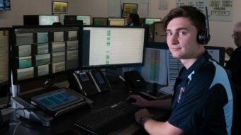 Matt Calbert sits in the surf life saving HQ