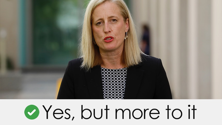 Katy Gallagher is talking. Verdict: YES, BUT MORE TO IT with a green tick