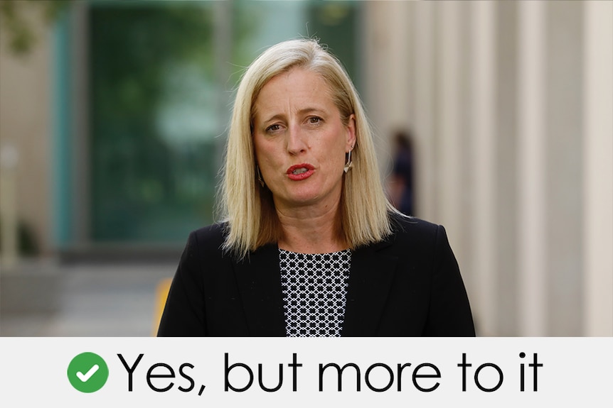 Katy Gallagher is talking. Verdict: YES, BUT MORE TO IT with a green tick