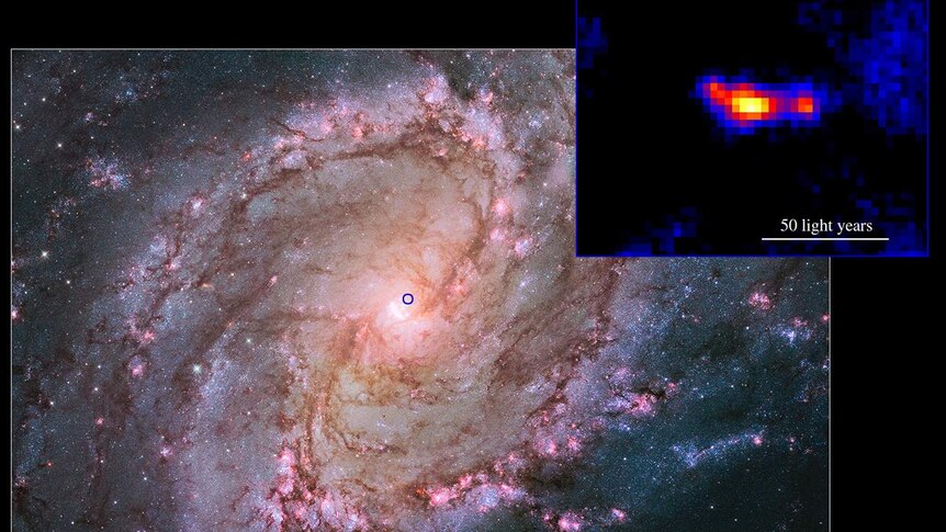 A spiral galaxy and powerful black hole MQ1