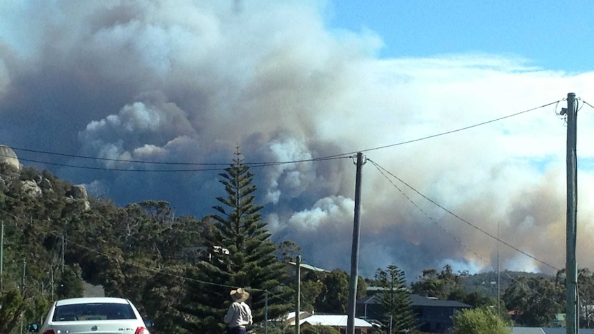 Photo of bushfire from Tasman Highway