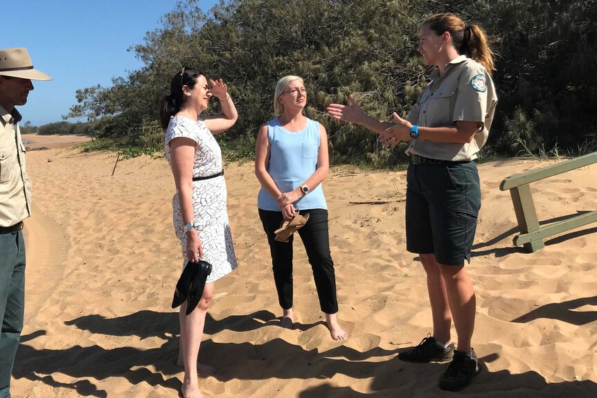 Annastacia Palaszczuk and Bundaberg MP Leanne Donaldson at Mon Repos, near Bundaberg.