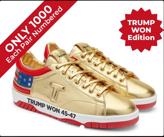 Donald Trump 'Official Victory Sneakers' advertised for $US500 on gettrumpsneakers.com