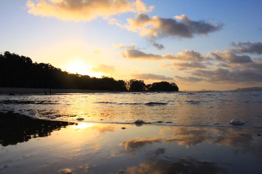 sunset over Shoal Point beach