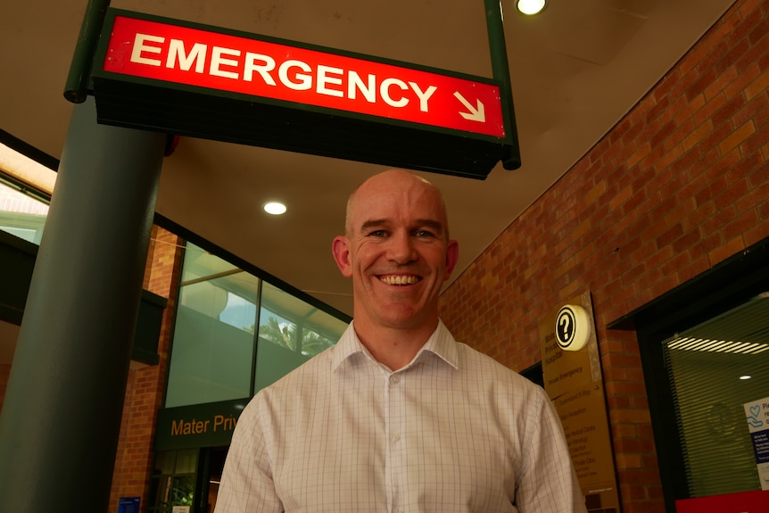 Dr Michael Burke standing in front of the Mater hospital. 