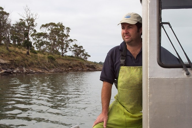 Oyster grower James Calvert at sea