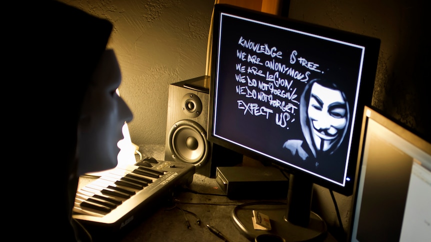 A masked Anonymous hacker