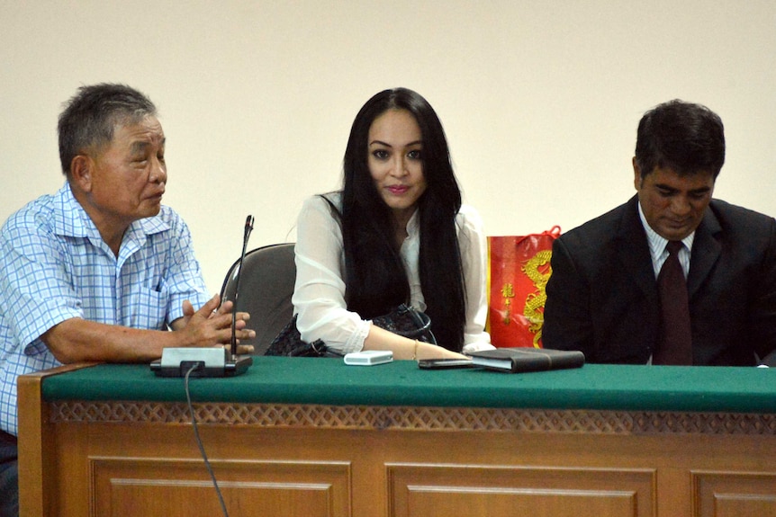 Angelina Sondakh (C) at corruption court in Jakarta.