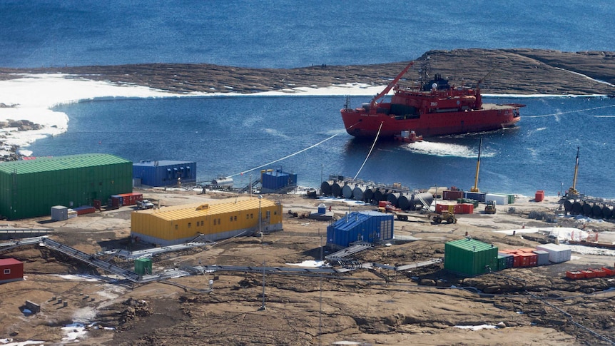 Aurora Australis moored near Mawson Station