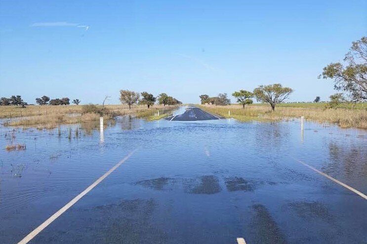 A regional road covered with water