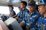 Crewmen aboard Vietnam coastguard ship