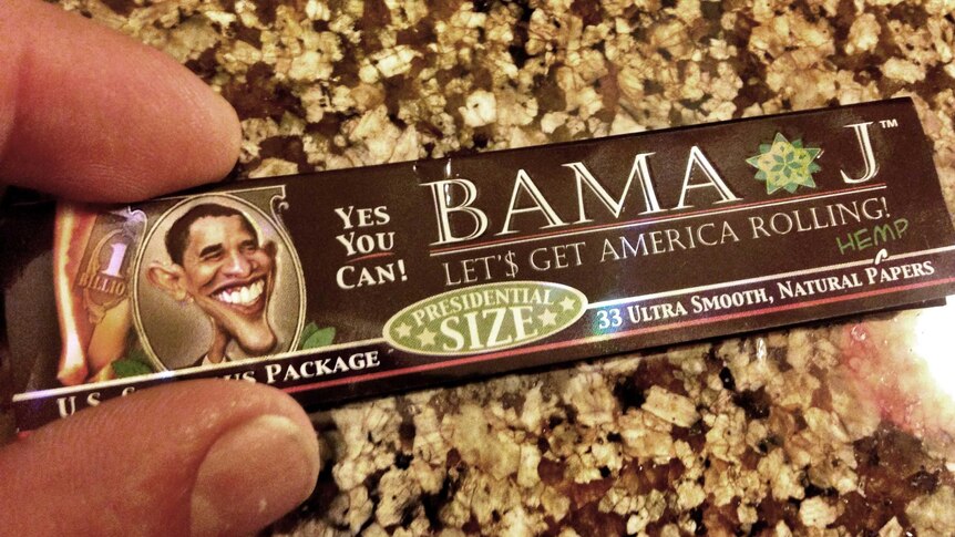 Rolling papers featuring a cartoon of US president Barack Obama