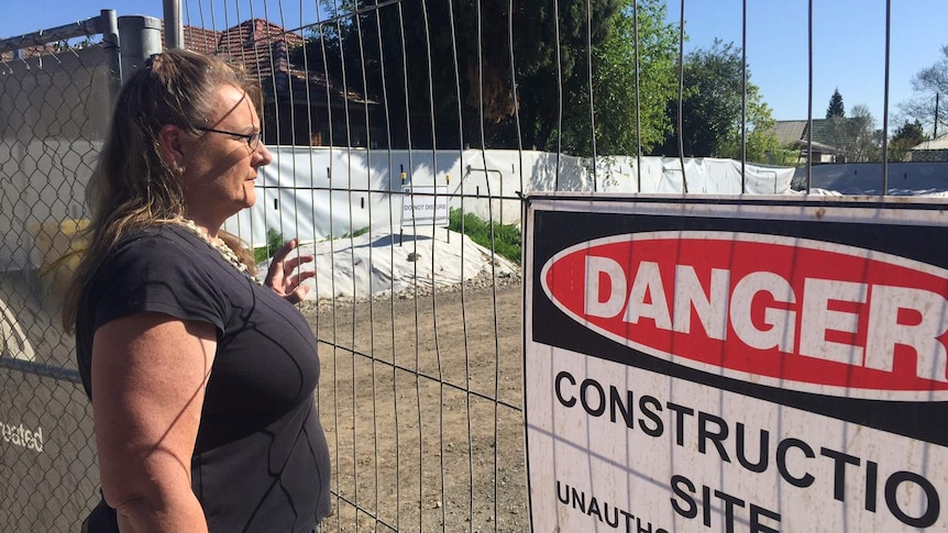 Sharon Murphy at site next to her house in Granville