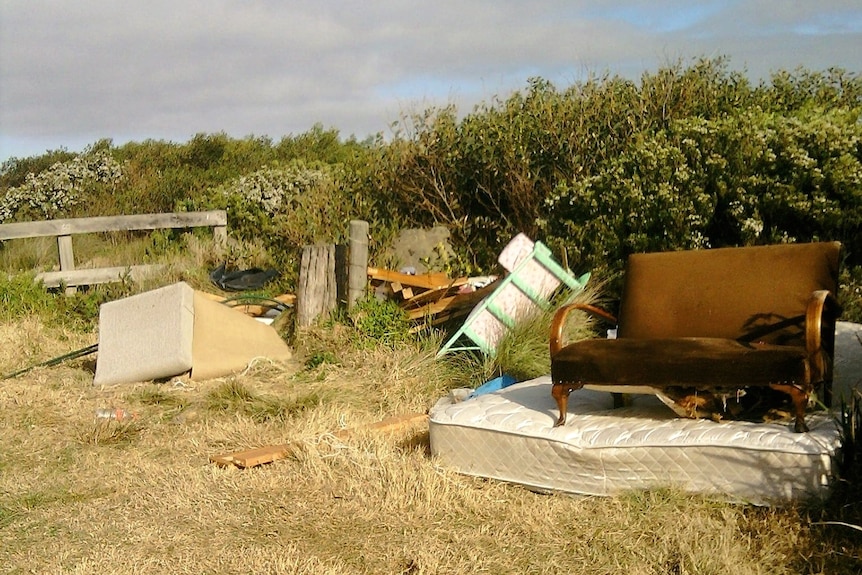 Rubbish on the side of the road in Lorne