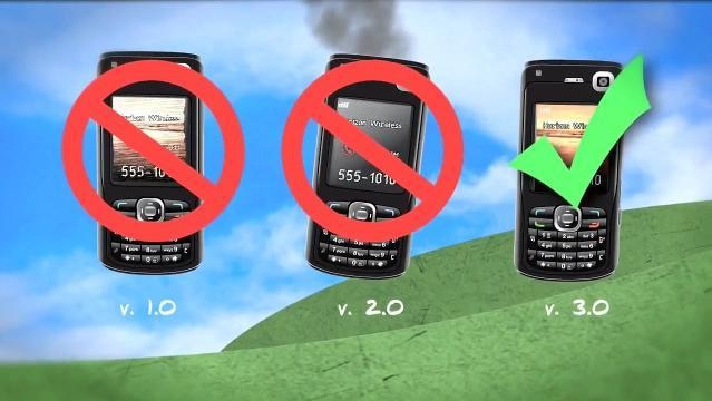 Three mobile phones, two crossed out with red circles, one with green tick