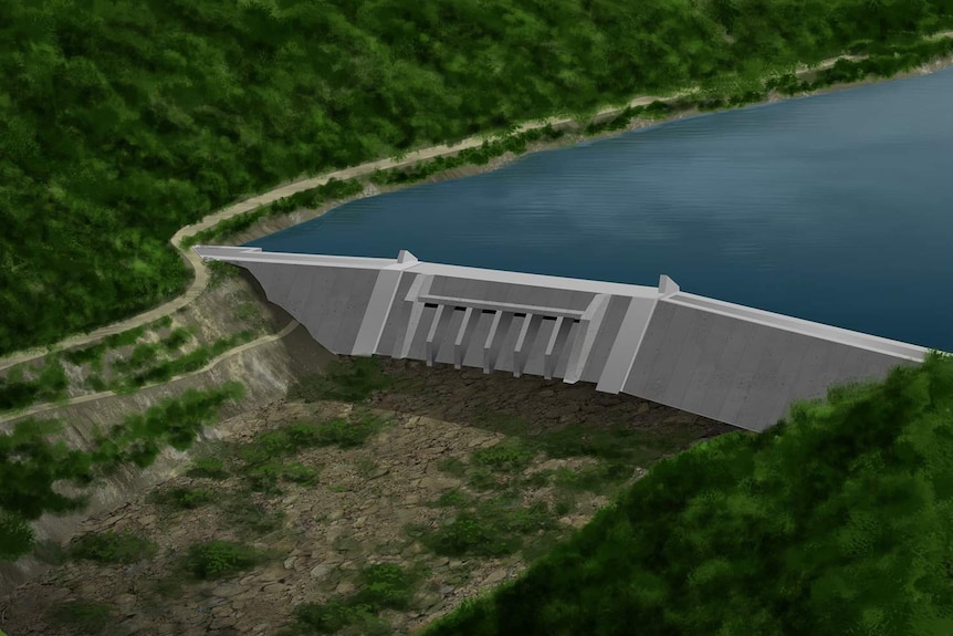 Artist impression of a dam released as part of the LNP's proposal to build and upgrade dams around the state.