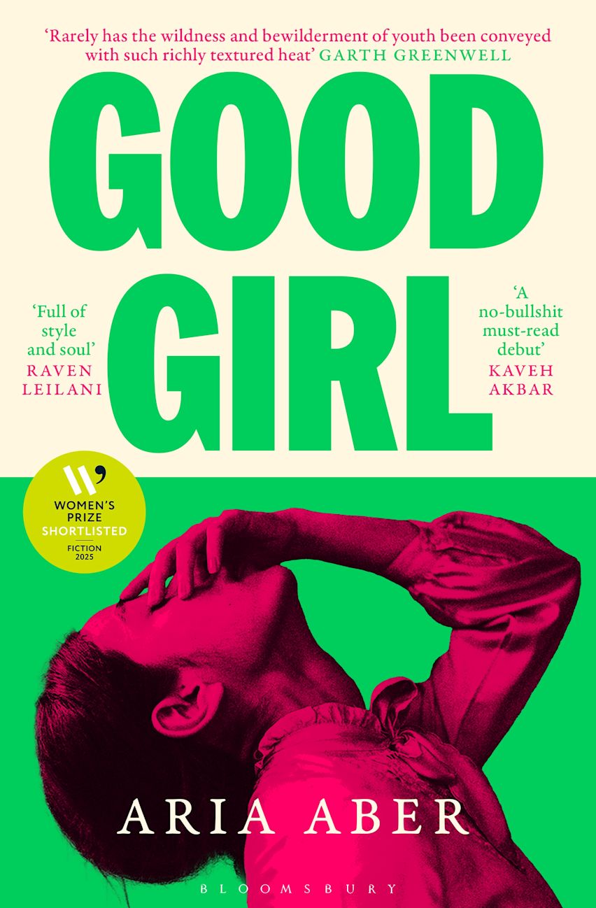 A book cover showing a pink-tinted image of a young woman in profile holding her hand to her face, on a bright green background