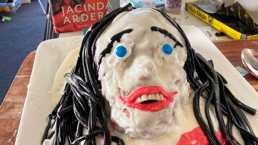 A cake made in coronavirus isolation meant to look like New Zealand prime minister Jacinda Ardern but doesn't
