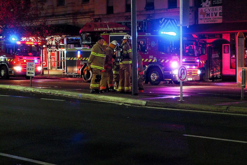 Firefighters at the scene of the fire