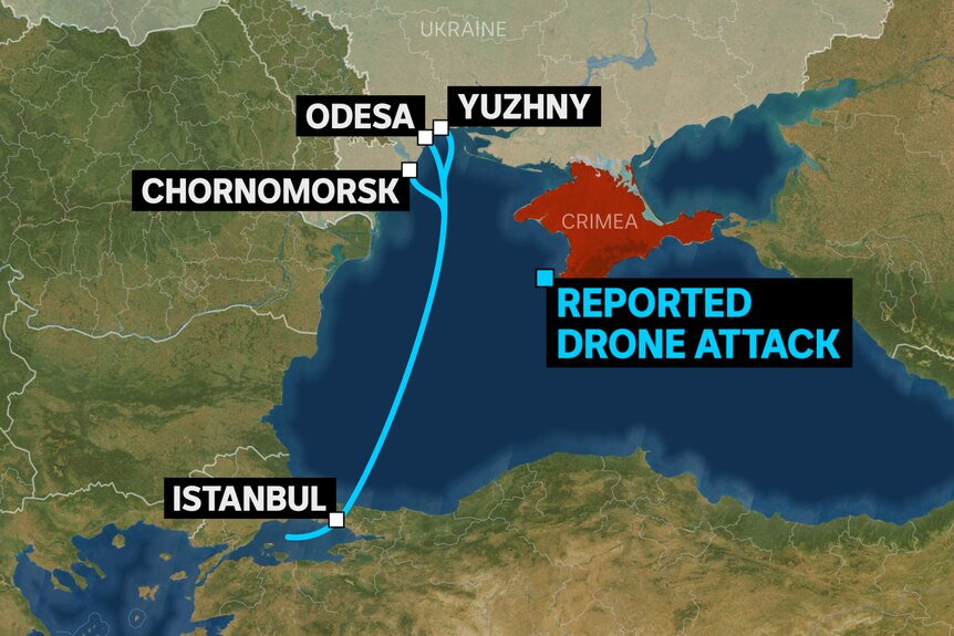 Ukraine Crimea Drone Attack graphic