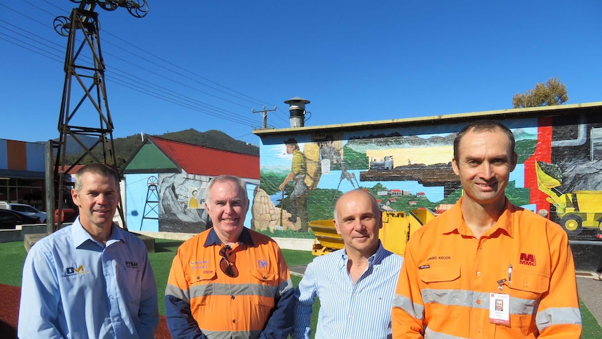 Left to r: Rob Gracey from Henty;  Peter Walker from CMT; Mike Bardon from Hellyer Gold Mines; Jenkins Kroon from MMG Roseberry.