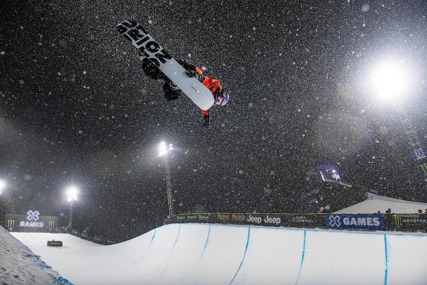 Val Guseli completes a jump on the SuperPipe