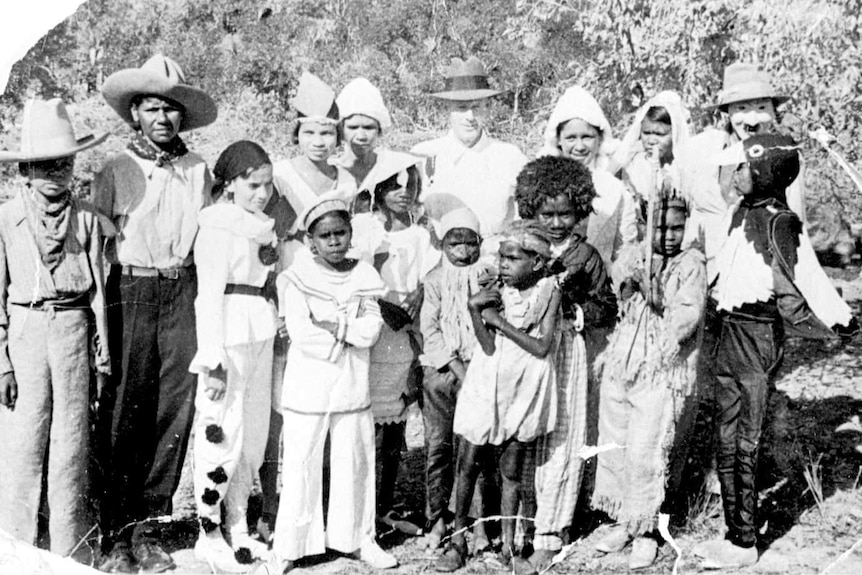 Patients in fancy dress at the Channel Island leprosarium, near Darwin.