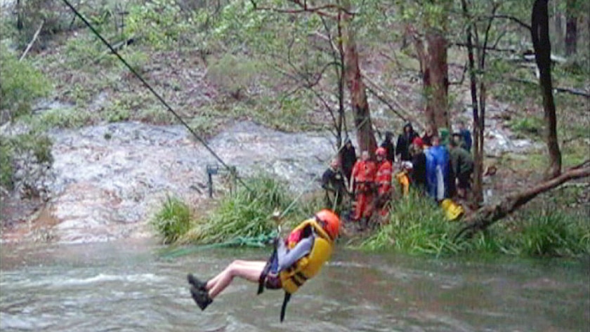 Swiftwater rescue of hikers in Mount Barney National Park in February 2013.