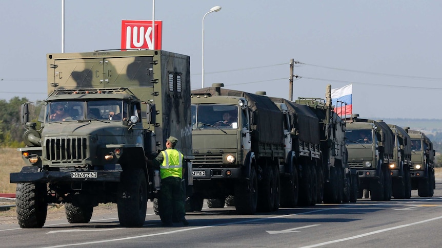 Russian military convoy near the Ukraine border