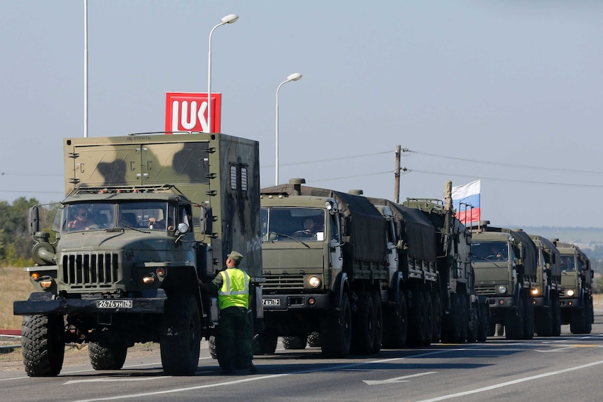Russian military convoy near the Ukraine border
