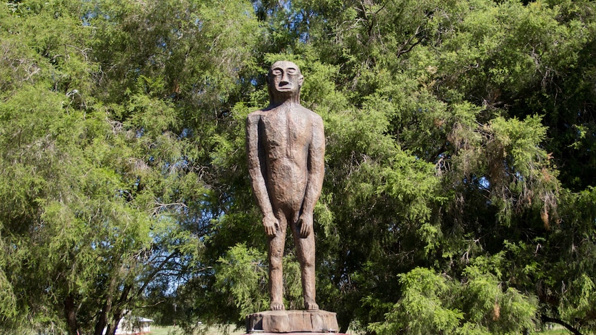 The newly installed yowie statue at Yowie Park in Kilcoy.
