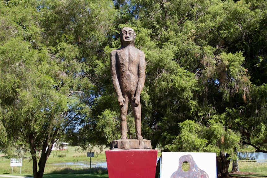 The newly installed yowie statue at Yowie Park in Kilcoy.