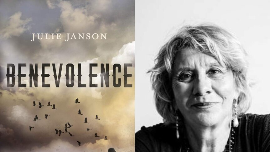 The cover of the book Benevolence, next to it's author Julie Janson